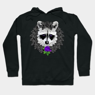 Raccoon Purple Rose Wreath Hoodie